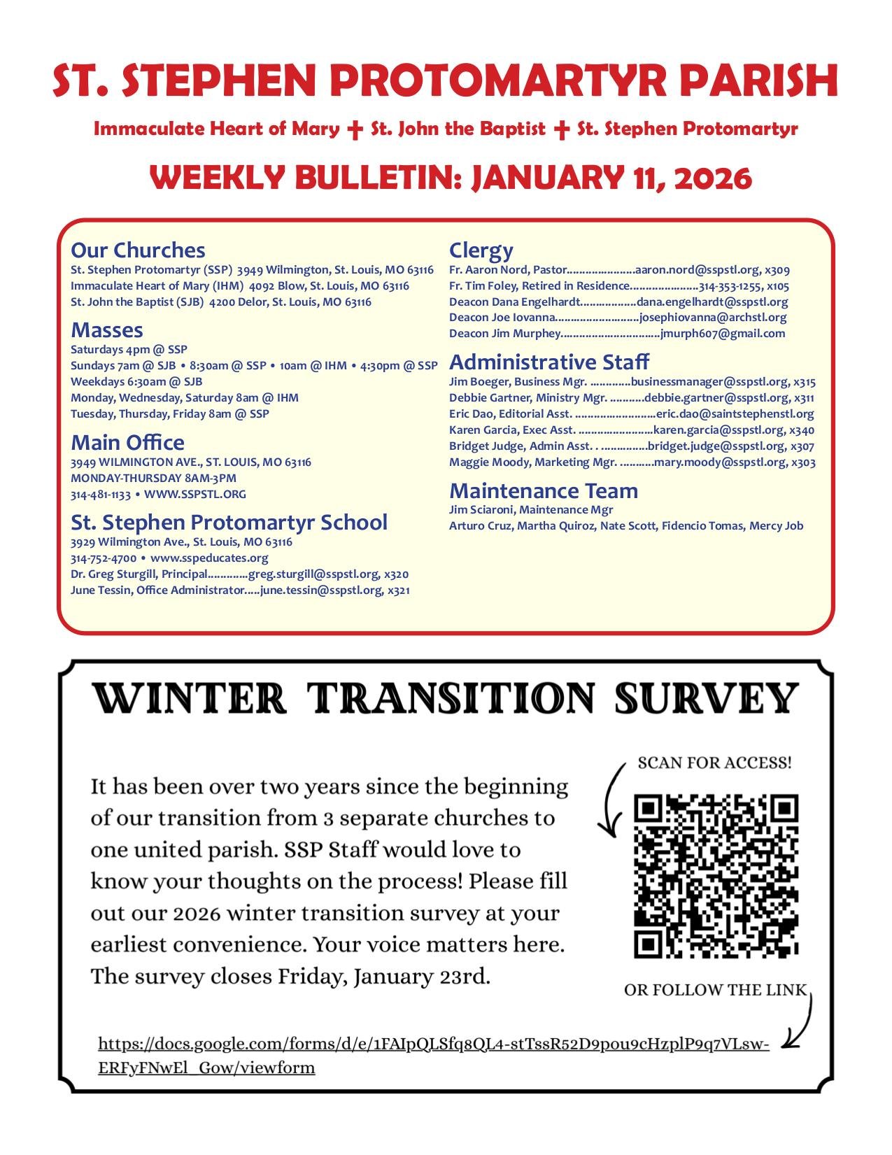 january 11, 2026 Bulletin