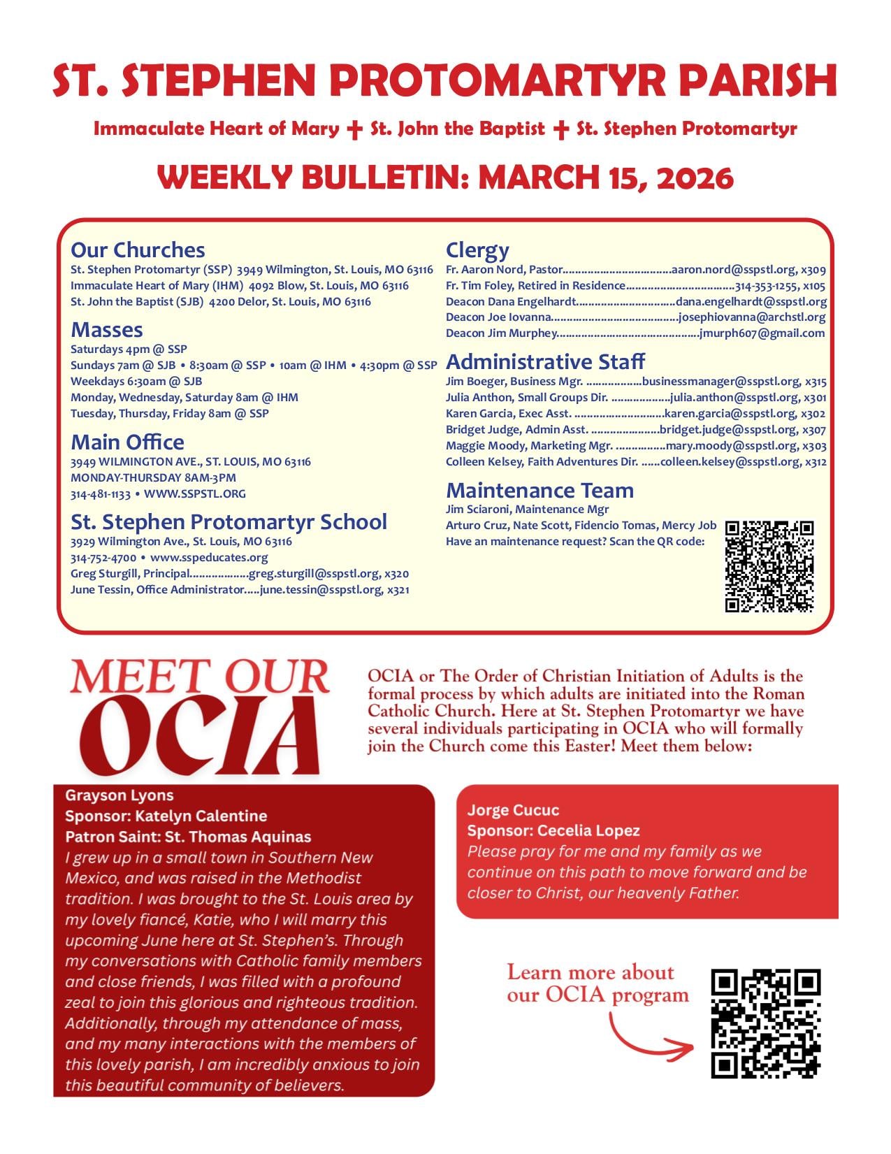 march 15, 2026 Bulletin