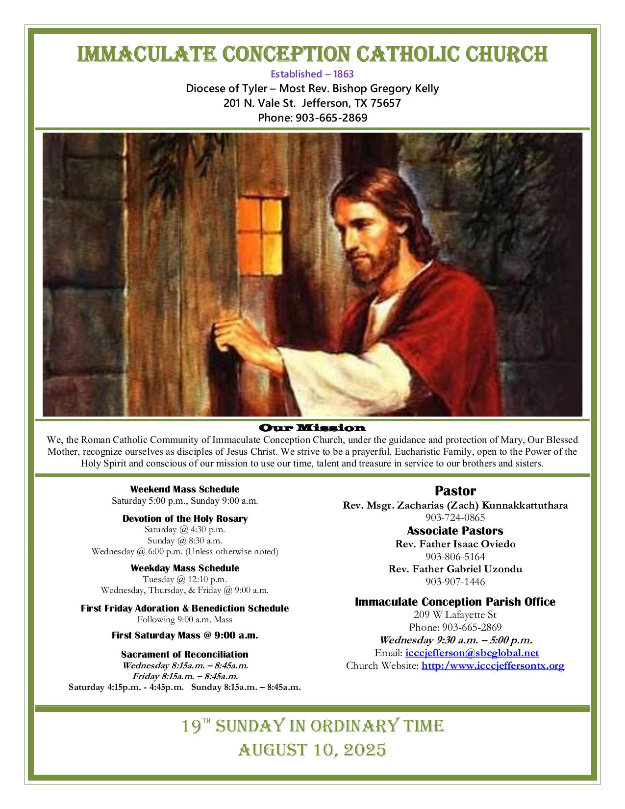 august 10, 2025 Bulletin