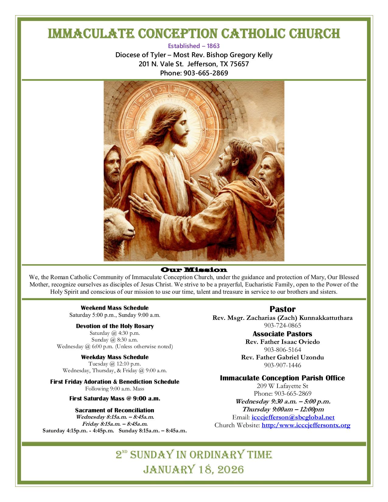 january 18, 2026 Bulletin