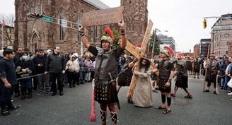 Passion in the Streets: Knights bring the drama of Christ’s suffering and death to life