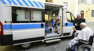 Pope donates ambulance, opens rehabilitation center in Ukraine