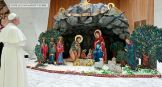 Christmas creche, tree are signs of hope, pope says