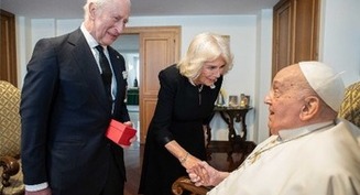 Britain's royal couple meet Pope Francis at the Vatican