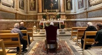 Praying at St. Monica's tomb at the Augustinian basilica in Rome