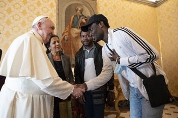 Pope welcomes first group of asylum-seekers from Cyprus