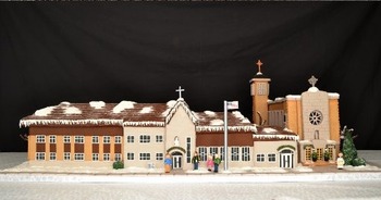 Mother-daughter duo's gingerbread replica of long-awaited new Catholic school 'a labor of love'