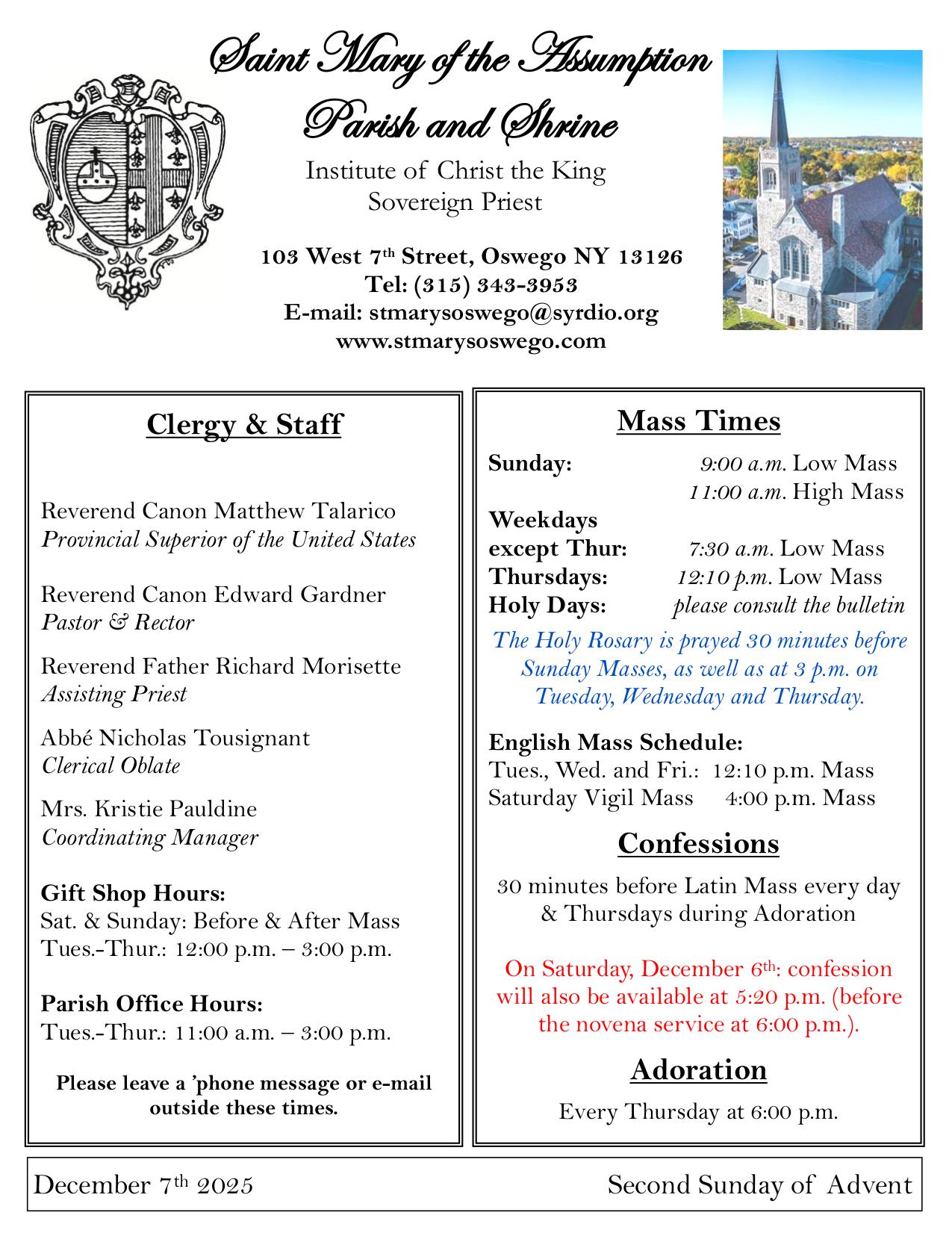 december 7, 2025 Bulletin