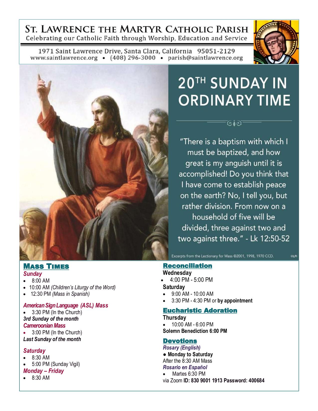 august 17, 2025 Bulletin