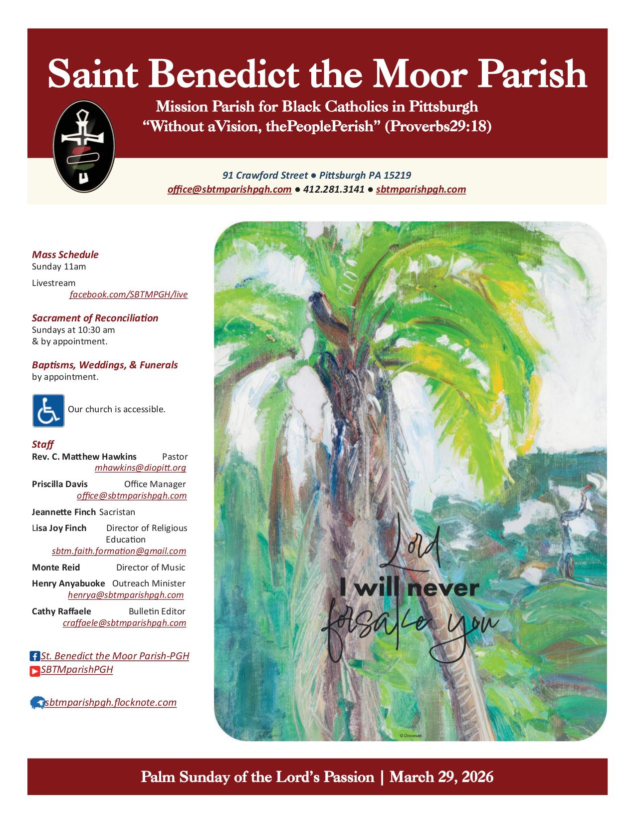 march 29, 2026 Bulletin