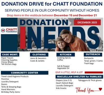 CHATT Foundation collecting items for the needy: Dec. 15-21