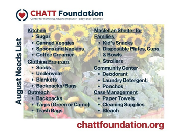 August Drive for CHATT Foundation