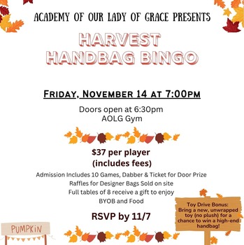 Harvest Handbag Bingo - November 14, 2025