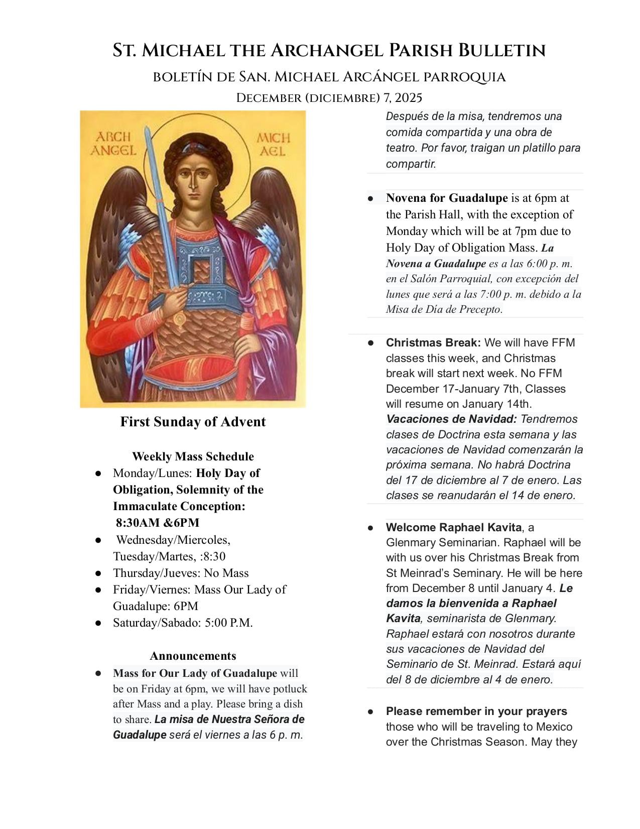 december 7, 2025 Bulletin