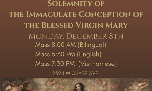 Solemnity of the Immaculate Conception - Monday, December 8th
