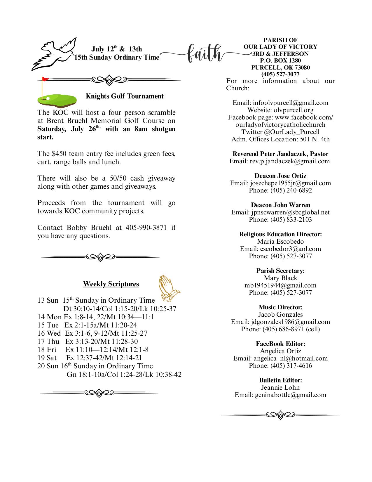 july 13, 2025 Bulletin