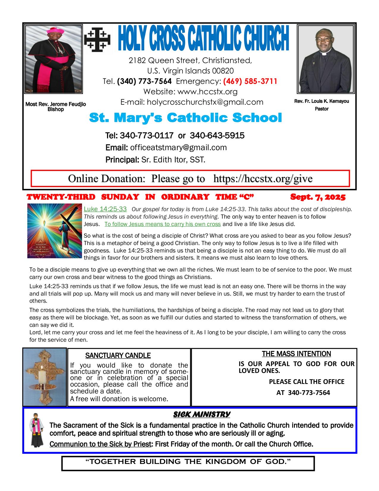 september 7, 2025 Bulletin