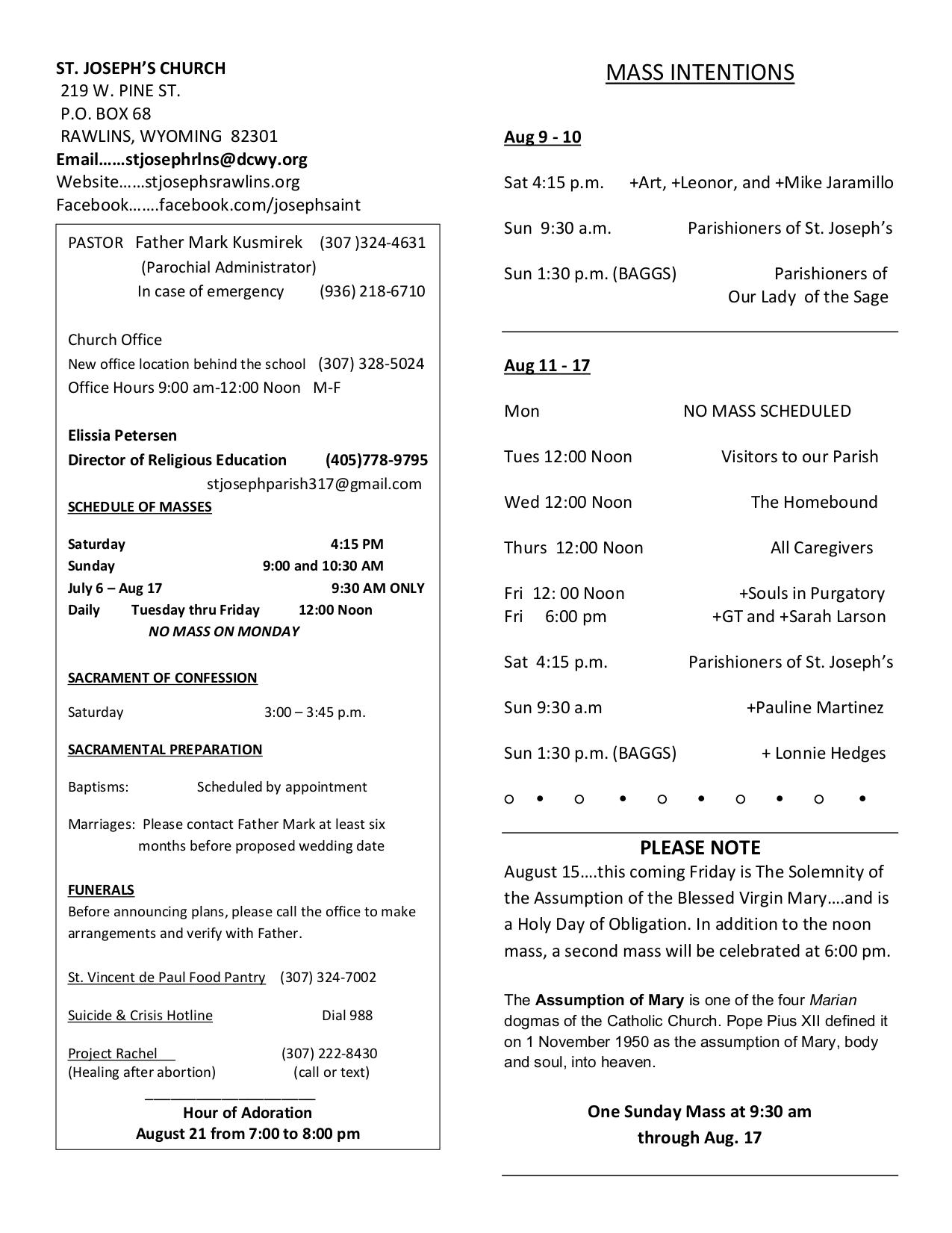 august 10, 2025 Bulletin
