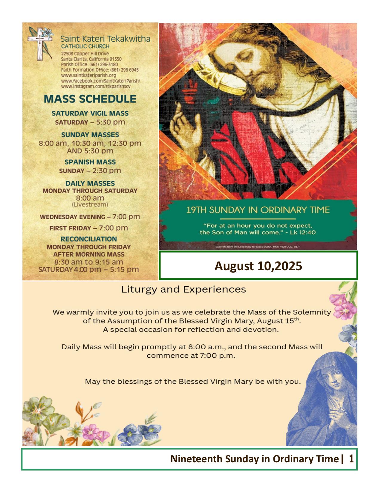 august 10, 2025 Bulletin