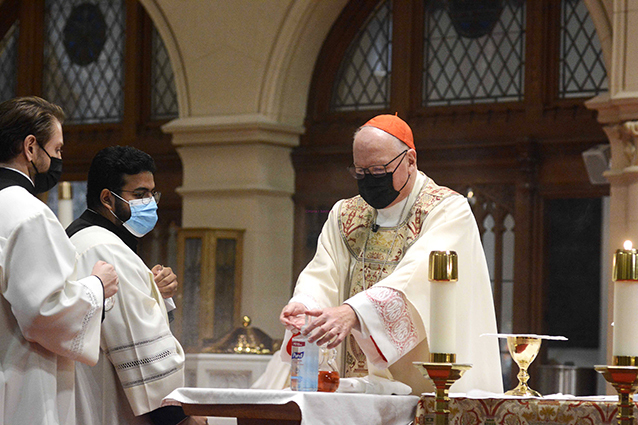Cardinal Dolan at Immaculate Heart of Mary, Scarsdale, November 2020. // Photo by Maria Bastone.
