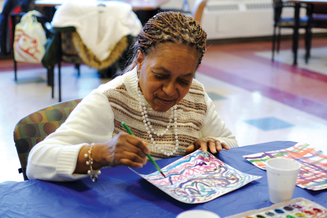 At Harlem PACE center, getting creative at an art therapy session.