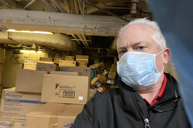 Scott LaRue, ArchCare’s president and CEO, delivering personal protective equipment supplies to Terence Cardinal Cooke Health Care Center in East Harlem on Sunday, March 29, 2020.