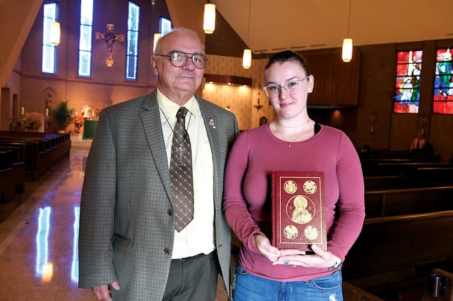 Patricia Moyse,  a catechumen at Our Lady of Pity on Staten Island, with RCIA coordinator Vincent Violetta. // Photo © Mary DiBiase Blaich.