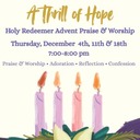 Praise and Worship Dec. 4, 11, 18 7-8 pm