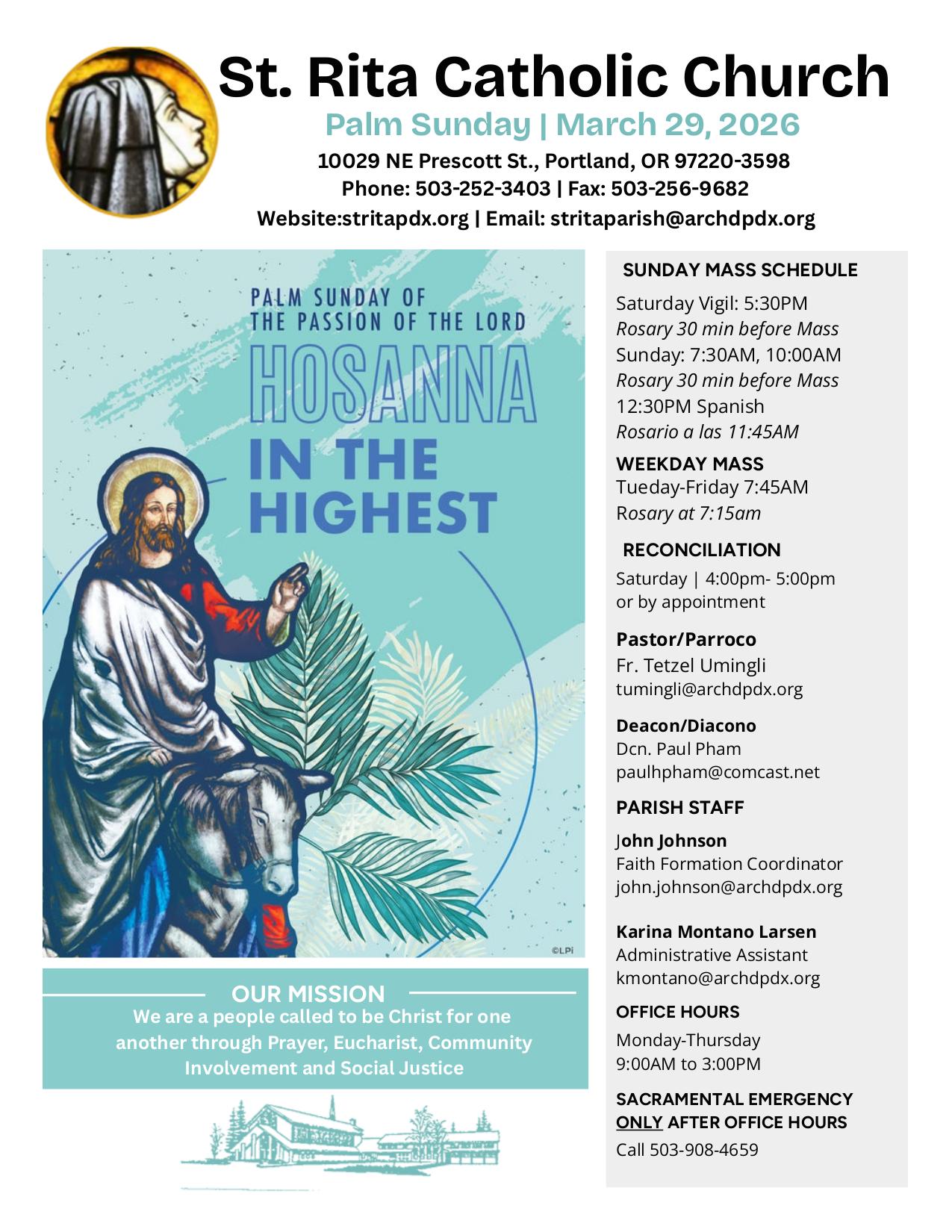 march 29, 2026 Bulletin