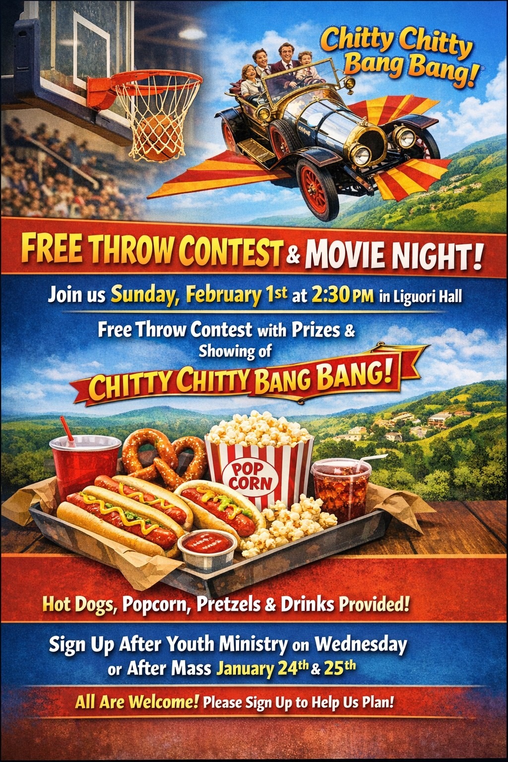 Free Throw Contest and Movie Night