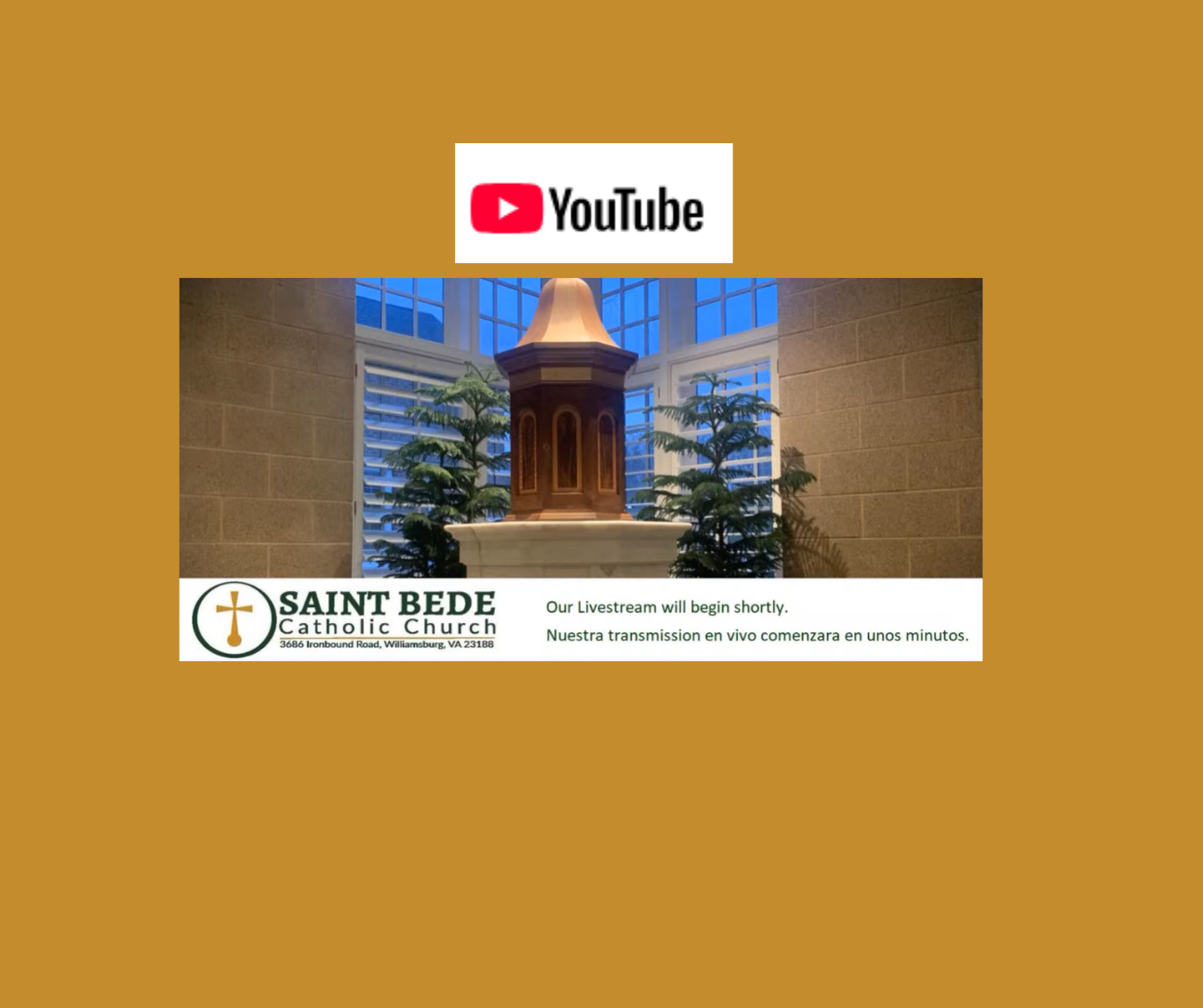 Watch on YouTube-  Sundays/Major Liturgies Only