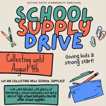 School Supply Collection for Active Faith
