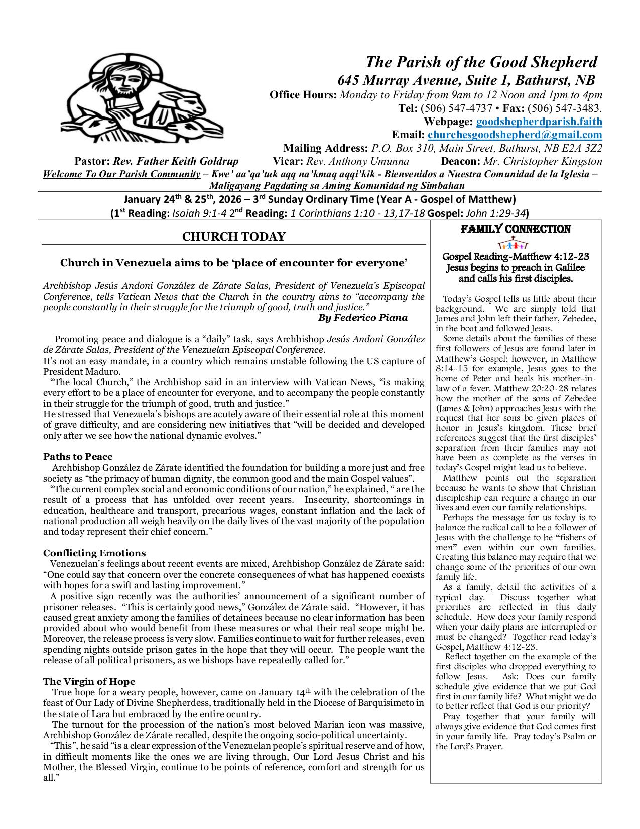 january 25, 2026 Bulletin