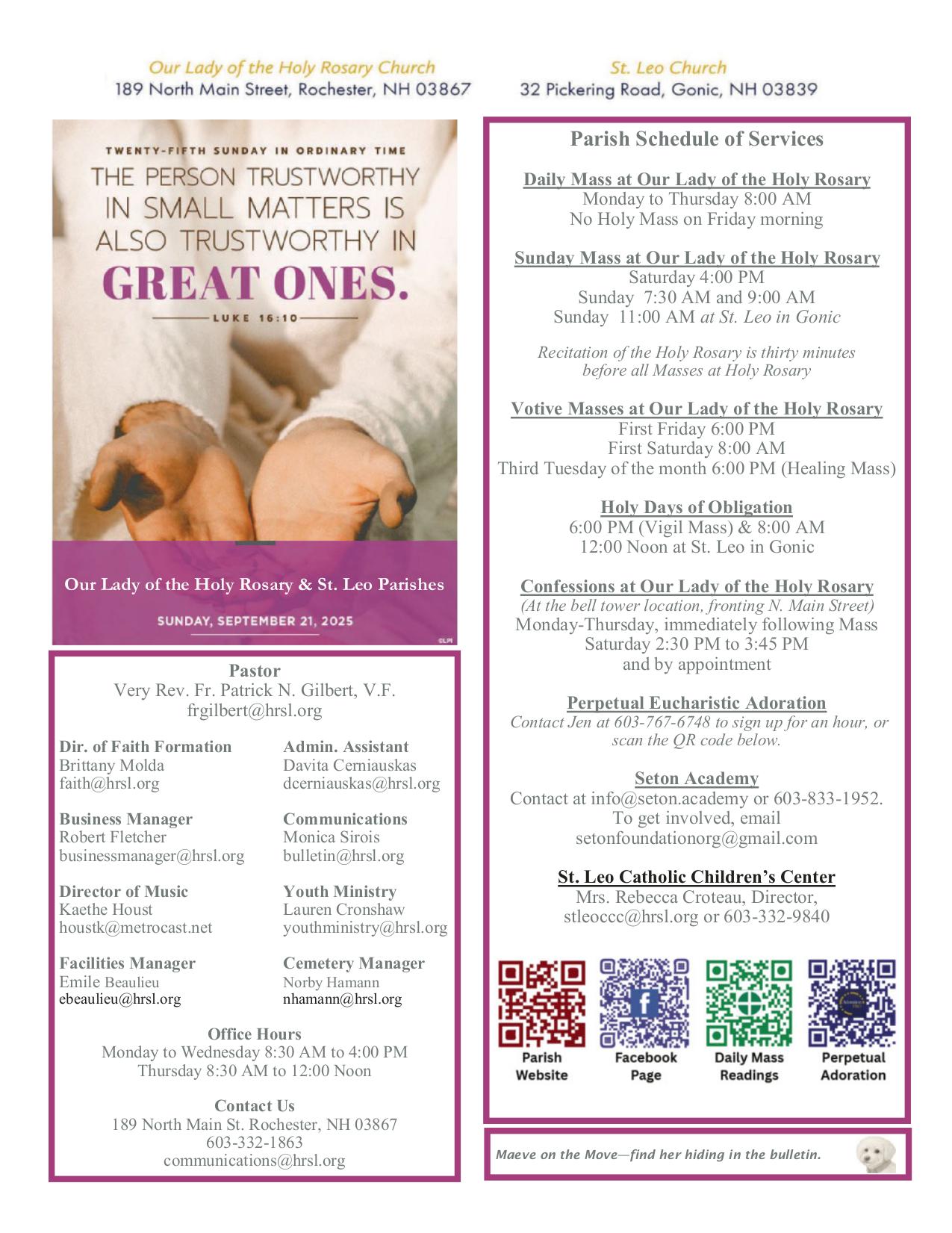 september 21, 2025 Bulletin