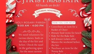 VOLUNTEERS NEEDED Christmas Fair Saturday NOVEMBER 1ST 2025
