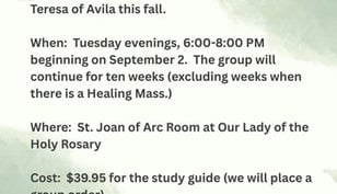 Endow Study Group St. Teresa of Avila RSVP by AUG 24TH
