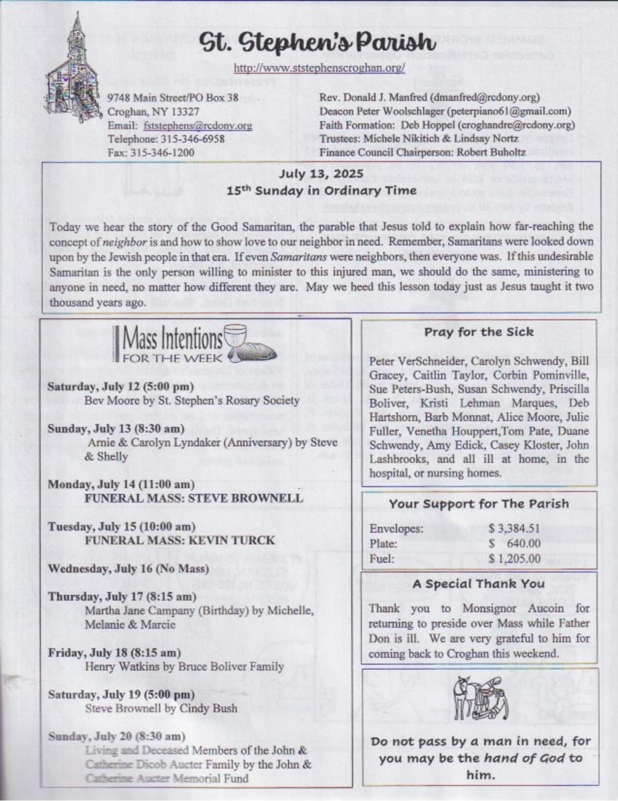 july 13, 2025 Bulletin