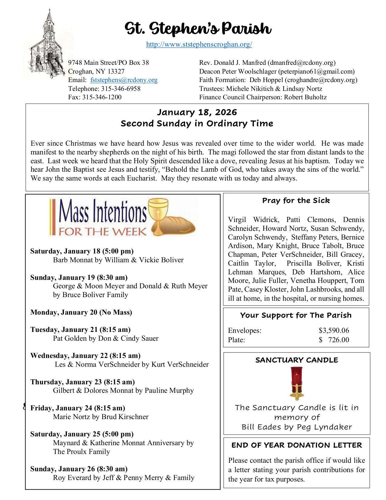 january 18, 2026 Bulletin