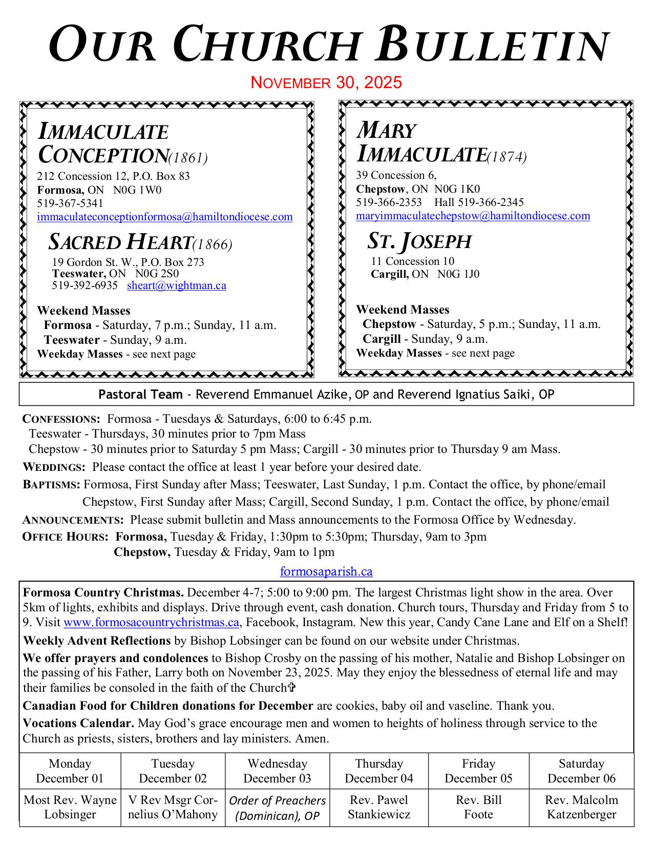 november 30, 2025 Bulletin