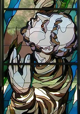 close up of Francis stained window