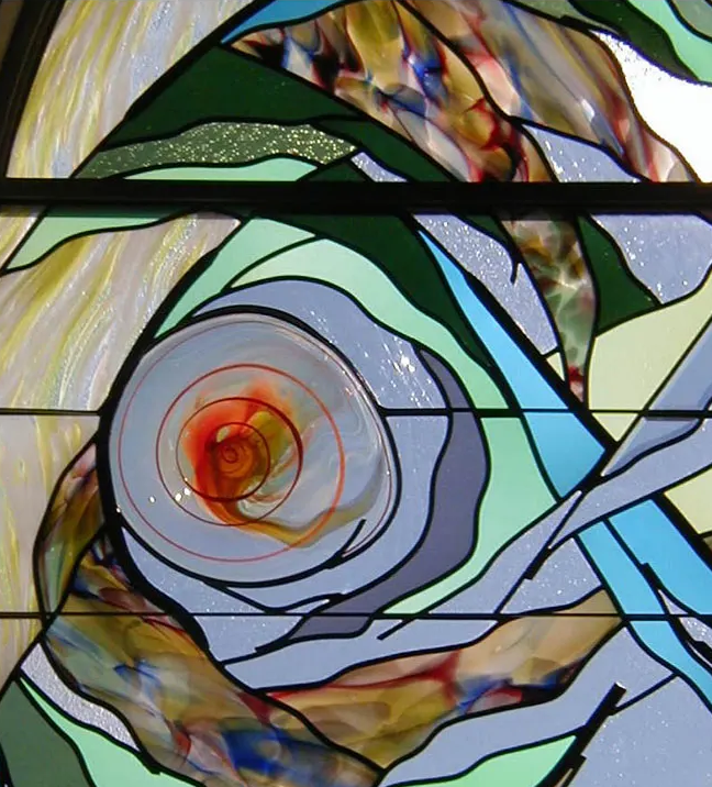 stained glass image closeup sun