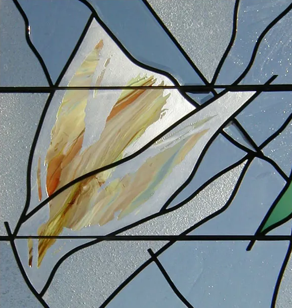 stained glass image bird close up