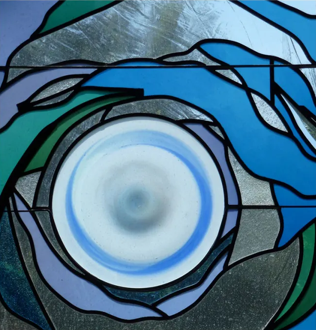 stained glass image moon close up