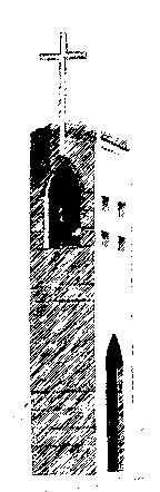 drawing of the bell tower at St. Francis of Assisi Church