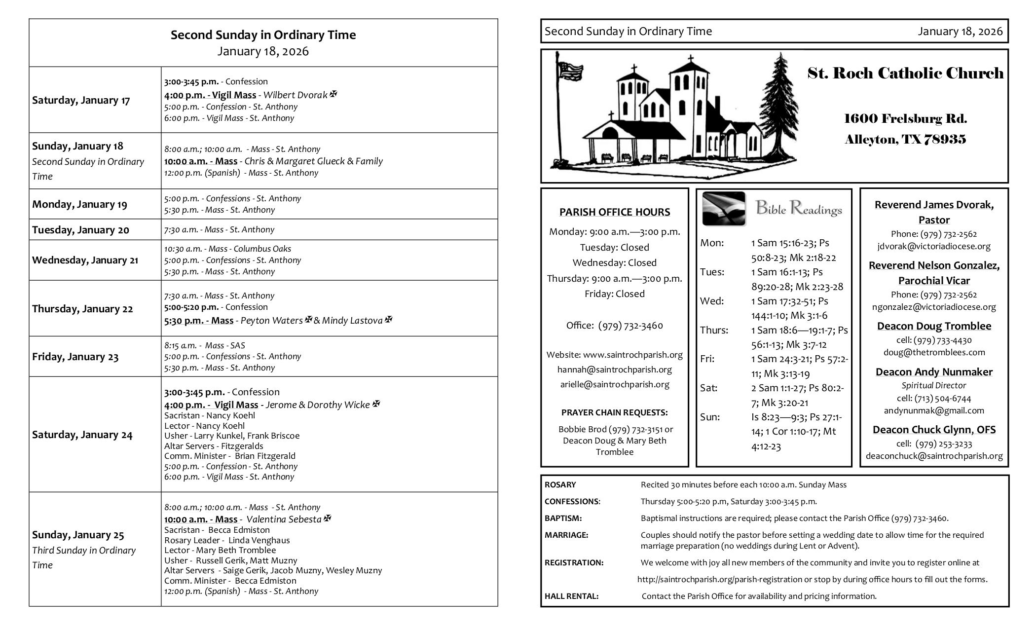 january 18, 2026 Bulletin