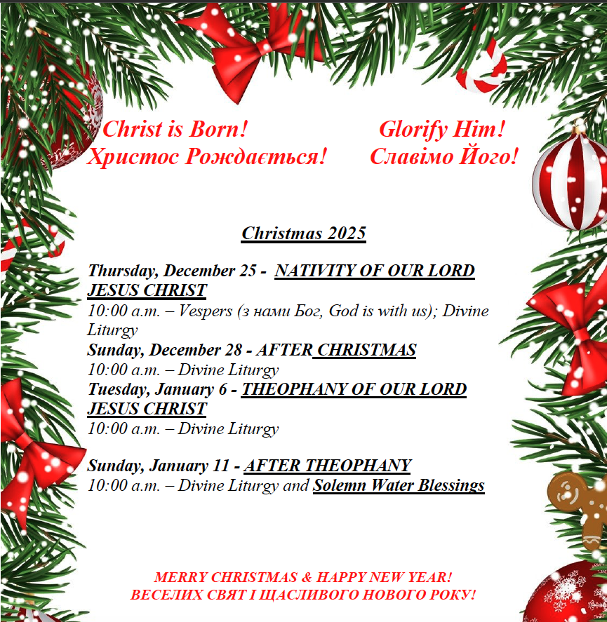 Christmas Schedule 2025