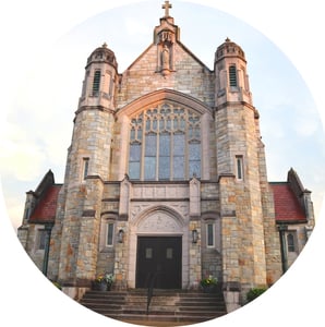 Outside of the front of the Church