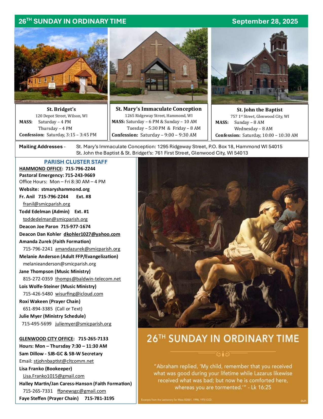 september 28, 2025 Bulletin