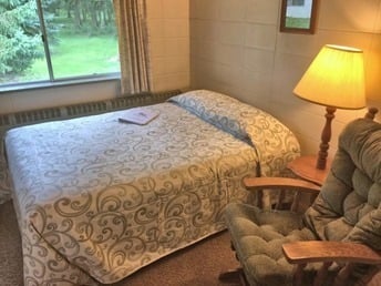 inviting bedroom shot Retreat Center MN at Franciscan Retreats and Spirituality Center in Prior Lake MN. 
