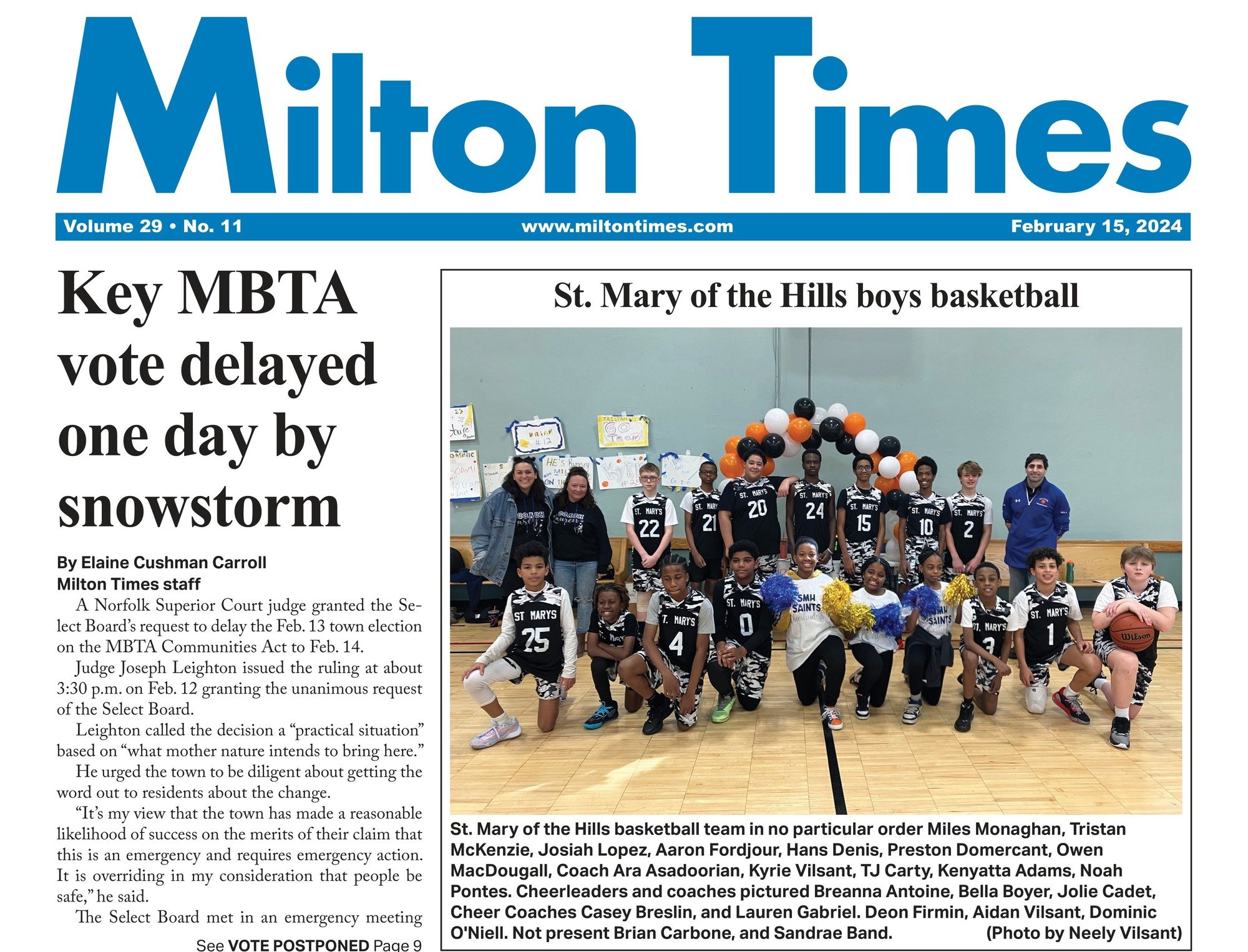 Click the cover of the Milton Times to read the article about our 2023-2024 team!